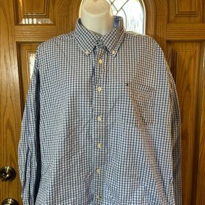 💚3/$25 Tommy Hilfiger Men's Navy and White Plaid Shirt large